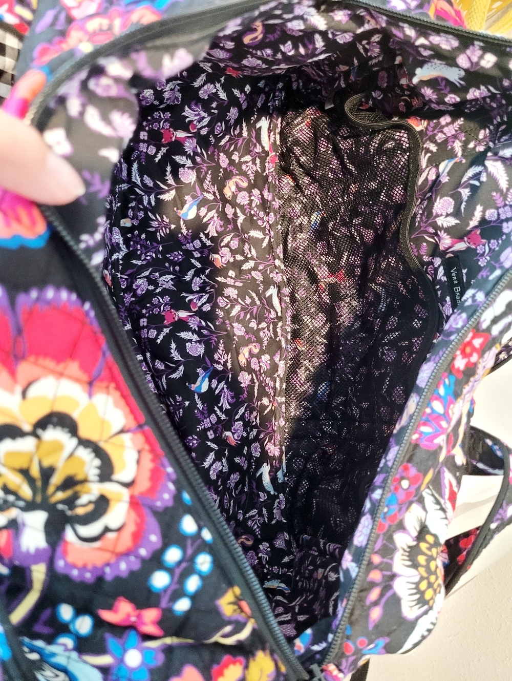Vera Bradley Black Floral Quilted Duffel Bag - Picture 8 of 10